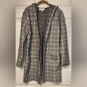 Magaschoni Black and White Plaid Coatagin Size Large